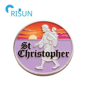 Impression UV 3D Glamtune Saint Patron des Voyageurs Challenge <span class=keywords><strong>Coin</strong></span> St Christopher Protect Us Praying Commemorative <span class=keywords><strong>Coin</strong></span> - Product Image 6