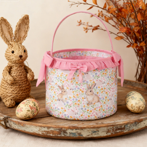 Cesta <span class=keywords><strong>de</strong></span> Pascua Personalizada al por Mayor, Cesta <span class=keywords><strong>de</strong></span> Pascua <span class=keywords><strong>de</strong></span> Lona Personalizada con Monograma y Volantes - Product Image 5