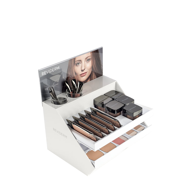 Customized Acrylic Display Case for Makeup Pressed Powder Display Stand for Liquid Foundation Specialty Store Shelves