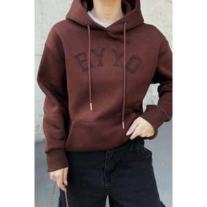 Sudadera con capucha bordada Eyyo marrón para mujer - Product Image 2