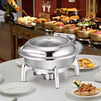 Chauffe-Plat Professionnel en Acier Inoxydable pour Buffet, avec Couvercle en Acier Inoxydable, Capacité 6L, Chauffant