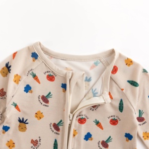 ミオジン卸売ストレッチバンブーベビー寝巻き：在庫ありダブルジッパーロンパース、複数GSM＆カスタムロゴ入り、ベビーブティック向け - Product Image 5