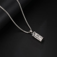 Collier en argent pour hommes avec pendentif bouteille de parfum vintage en acier inoxydable PVD hypoallergénique étanche COOL