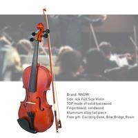 Violon acoustique pour étudiants 4/4 3/4 1/2 1/4, finition haute brillance, avec archet, chevalet et colophane SE
