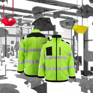 Veste de pluie haute visibilité réfléchissante à manches courtes, classe 3, type R, avec logo personnalisé, imperméable, en polyester, vêtements de travail avec poches, OEM, sécurité - Product Image 3