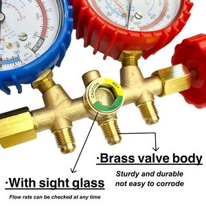 CT-536 Manomètre double pour systèmes CVC, kit de climatisation, outil de réfrigérant avec accessoires R22, manomètre de réfrigérant - Product Image 5