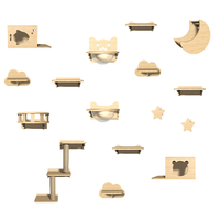 Étagères murales pour chat en bois massif durable et écologique, structure d'escalade pour chat DIY, ensemble de meubles modernes pour arbre à chat, emballage en carton transparent