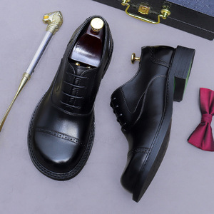 รองเท้าหนังวัวแท้กันน้ำ น้ำหนักเบา เพิ่มความสูง สไตล์อังกฤษ สำหรับธุรกิจ งานทางการ สีดำ ลำลอง ระดับไฮเอนด์ สำหรับผู้ชาย - Product Image 3