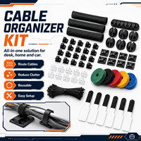 Kit de gestion de câbles professionnel tout-en-un, système d'organisation complet avec gaine tressée anti-animaux et supports en silicone