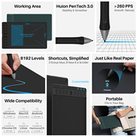 Tablette graphique professionnelle Huion 8192 niveaux de pression H951P, tablette de dessin numérique portable avec stylet Inspiroy 2 M sans batterie