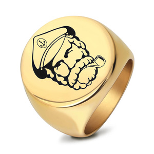 Bague en acier inoxydable de 22mm avec personnage de dessin animé, bijoux ronds pour hommes, cadeau provenant d'Europe et d'Amérique - Product Image 1