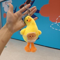 Jouets en peluche mignons au design Kawaii, porte-clés en peluche canard, peluche douce, lunettes, sac à dos, porte-clés canard de dessin animé, porte-clés en peluche