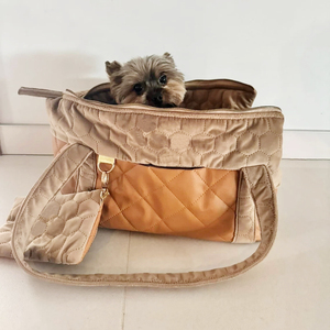 Outdoor <strong>Travelling</strong> Brown <strong>Dog</strong> Bag Carrier Custom <strong>Dog</strong> <strong>Name</strong> Carrier Purse with Pockets - Product Image 1