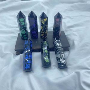 Venta al por mayor de varitas de cristal natural, obeliscos de cristal curativos, torres de gemas de cristal, regalos de Navidad, torres de obsidiana grabadas. - Product Image 1