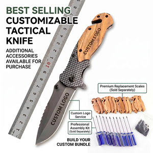 Coltello Pieghevole Tascabile di Alta Qualità X50 OEM con Manico in Legno d'Ulivo Intagliato, per Campeggio, Sopravvivenza, EDC, Caccia Tattica - Product Image 3
