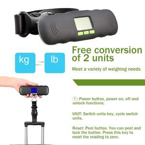 Digitale Gepäckskala Koffergewicht mit Rückgrundbeleuchtung 110 Pfund/50 kg Klammer und Riemen präzise tragbare Gepäckgewichtsklasse - Product Image 4
