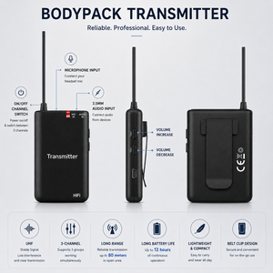 Système de guide touristique UHF 3 canaux, émetteur et récepteur sans fil, portée de 80 m, autonomie de 12 h pour les visites, les églises et les événements - Product Image 4