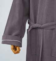 Peignoir gaufré confortable pour hôtel et spa, avec col châle, unisexe, super doux, ceinturé, vente en gros pour toutes les saisons