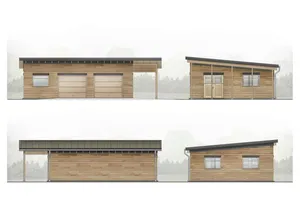 <span class=keywords><strong>Structure</strong></span> préfabriquée en <span class=keywords><strong>bois</strong></span> avec fonction de stockage/salle d'outils <span class=keywords><strong>Garage</strong></span> double avec toit en pente et porche - Product Image 3