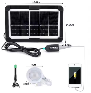 Kit d'éclairage solaire portable multifonctionnel 5-en-1 6V3W 2024 avec stabilisateur USB rechargeable pour applications de jardin - Product Image 1