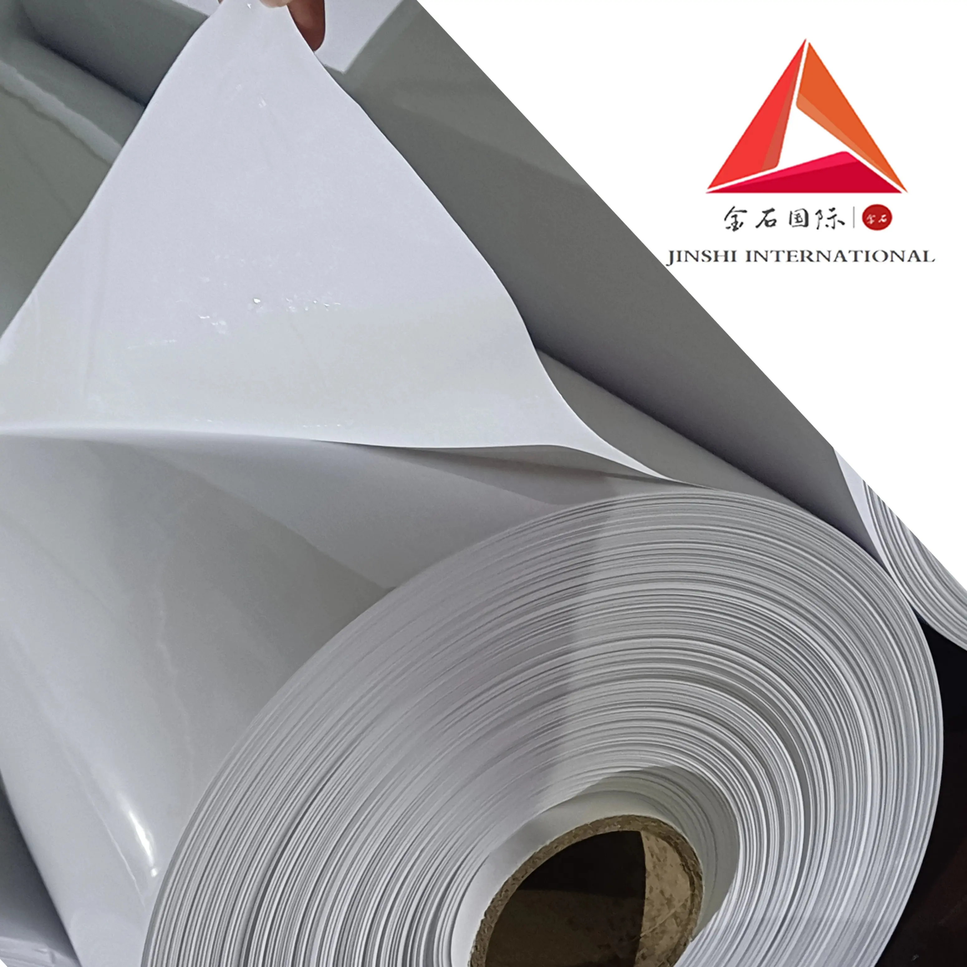 Jinshi 2024 맞춤형 0.18mm 48p 양면 높은 광택 흰색 컬러 PVC 필름 인쇄 식탁보