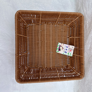 <b>Square</b> Plastic Storage <b>Basket</b> Imitation Rattan Woven For Snacks Bread Candy Household Use Multifunctional Neatening - Product Image 1
