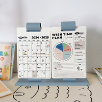 2025 jam ganda Dekorasi Desktop kreatif kalender rencana kartu pukulan dapat disesuaikan untuk meja Foto & penggunaan kantor
