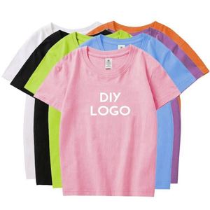 T-shirts décontractés à col rond en tricot doux et agréable pour la peau pour enfants, 100% coton pur, manches courtes - Product Image 4
