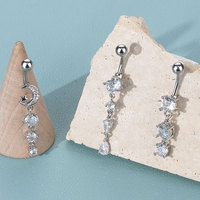 Bijoux Lingchee, nouveau piercing de nombril en forme de nœud avec zircon incrusté, vente en gros de bijoux de piercing, anneau de nombril rose