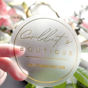 Customized printing hot stamping gold foil clear vinyl logo label Stickers packaging transparent sticker