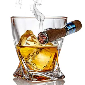 Promotieprijs Wijndrinkwaren Sigaar Whisky Cocktailglazen Met Aan De Zijkant Gemonteerde Sigarenhouder