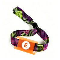 Bracelet en tissu NFC personnalisé avec carte PVC et code QR |   Verrou de sécurité à usage unique pour le contrôle d'accès aux événements, festivals et concerts