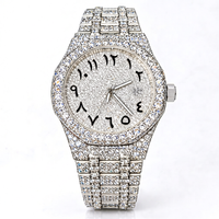 Montre mécanique automatique personnalisée en acier inoxydable de luxe avec diamants Moissanite, cadran analogique 41 mm, unisexe, fermoir déployant