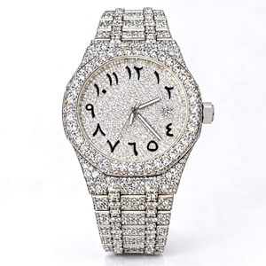 Custom moissanite watch Luxury Stainless Steel Watch Diamond Analog Dial 41 mm Unisex Deployment Clasp - Product Image 1