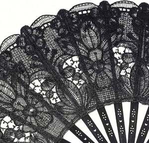 Abanico de mano portátil al por mayor, de encaje, estilo floral pintado, plegable, de plástico, para baile - Product Image 4