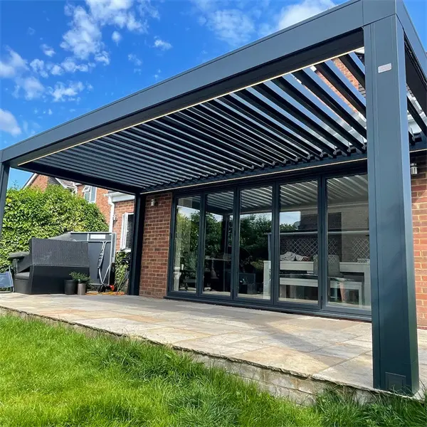 Persiana retráctil de aluminio de diseño exterior para techo, persiana enrollable eléctrica, material para techo de patio