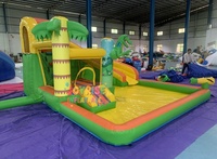 Nouveau château gonflable Dino avec toboggan et piscine, combo château sauteur et piscine à thème dinosaure