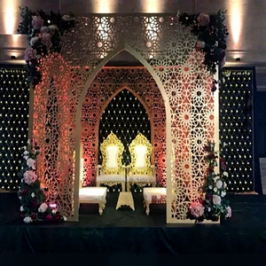 Modern Indoor Moroccan Theme Metal Mandap Setup Latest Laser Cut Jali Mandap Decor for Candlelit Wedding Canada event decor - Product Image 1