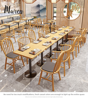 Table et chaise en bois massif pour restaurant moderne, salon de thé, restaurant de nouilles, café de cuisine occidentale décontractée, restaurant de hot pot, avec canapé mural et banquette.