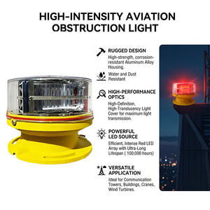 Luz de Obstrucción de Aviación LED Roja Intermitente de Intensidad Media Tipo B, Protección IP66, Resistencia al Viento de 240 km/h, Advertencia para Edificios Altos - Product Image 5