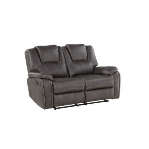 DB Katrine Manual <b>Loveseat</b> in Black with Charcoal PU <b>Recliner</b> Chair - Product Image 5