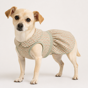 Robes pour chiens à carreaux avec col Peter Pan, jupe sans manches respirante, tenue pour chien, couleur personnalisée OEM ODM pour chiens de petite et moyenne taille - Product Image 1