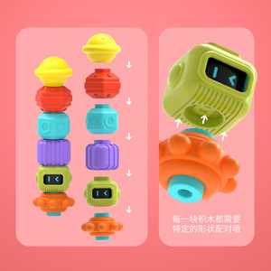 ของเล่นเด็กทารก มอนเตสซอรี่ รูปทรง สีสัน ของเล่นเสริมพัฒนาการทางประสาทสัมผัส ของเล่นซิลิโคนแบบซ้อนกันได้ สำหรับเด็กเล็ก - Product Image 4