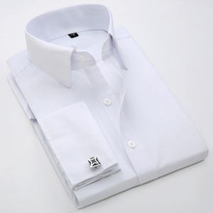 Nueva <span class=keywords><strong>Camisa</strong></span> de Boda con Puños Franceses, Corte Slim, Cuello Estampado, Versión Coreana, Manga Larga, <span class=keywords><strong>Camisa</strong></span> de Oficina a Rayas para <span class=keywords><strong>Hombre</strong></span> - Product Image 5