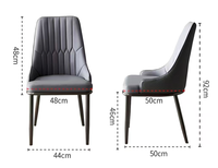Chaise de salle à manger moderne à blocs de couleur avec rembourrage à surpiqûres verticales, pieds en métal élégants en tons brun et gris, design polyvalent