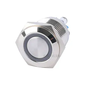 Factory Price 16mm Momentary Screw Terminal Electrical Wiring IP67 Waterproof Push Button Switch with 12V Led