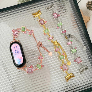 Correa de la Hermandad de mujeres griegas con diamantes de imitación rosa y verde para reloj inteligente Xiaomi, accesorio, pulsera de aleación ajustable - Product Image 1