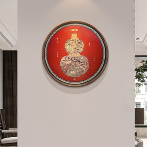 Cuadro Zen de Latón con Forma de Calabaza y Motivos de Aves y Flores, Marco de Madera Maciza con Encaje, Hecho a Mano, para Decoración de Sala de Estar, Escaleras o Paredes - Product Image 2