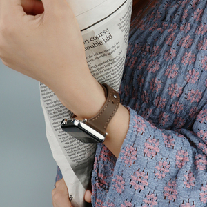 สายนาฬิกาหนังแบบบาง<span class=keywords><strong>2023</strong></span>สำหรับ <span class=keywords><strong>Apple</strong></span> <span class=keywords><strong>Watch</strong></span> 7 6 5 <span class=keywords><strong>SE</strong></span> สายหนังแท้สำหรับ iWatch 38/40/41/42/44/45มม. สำหรับสุภาพสตรี - Product Image 4