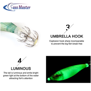 Bassmaster Pêche <span class=keywords><strong>Leurre</strong></span> lumineux <span class=keywords><strong>pas</strong></span> cher Calmar jig <span class=keywords><strong>leurre</strong></span> Jigging Bois Crevette calmar crochet gabarits - Product Image 4